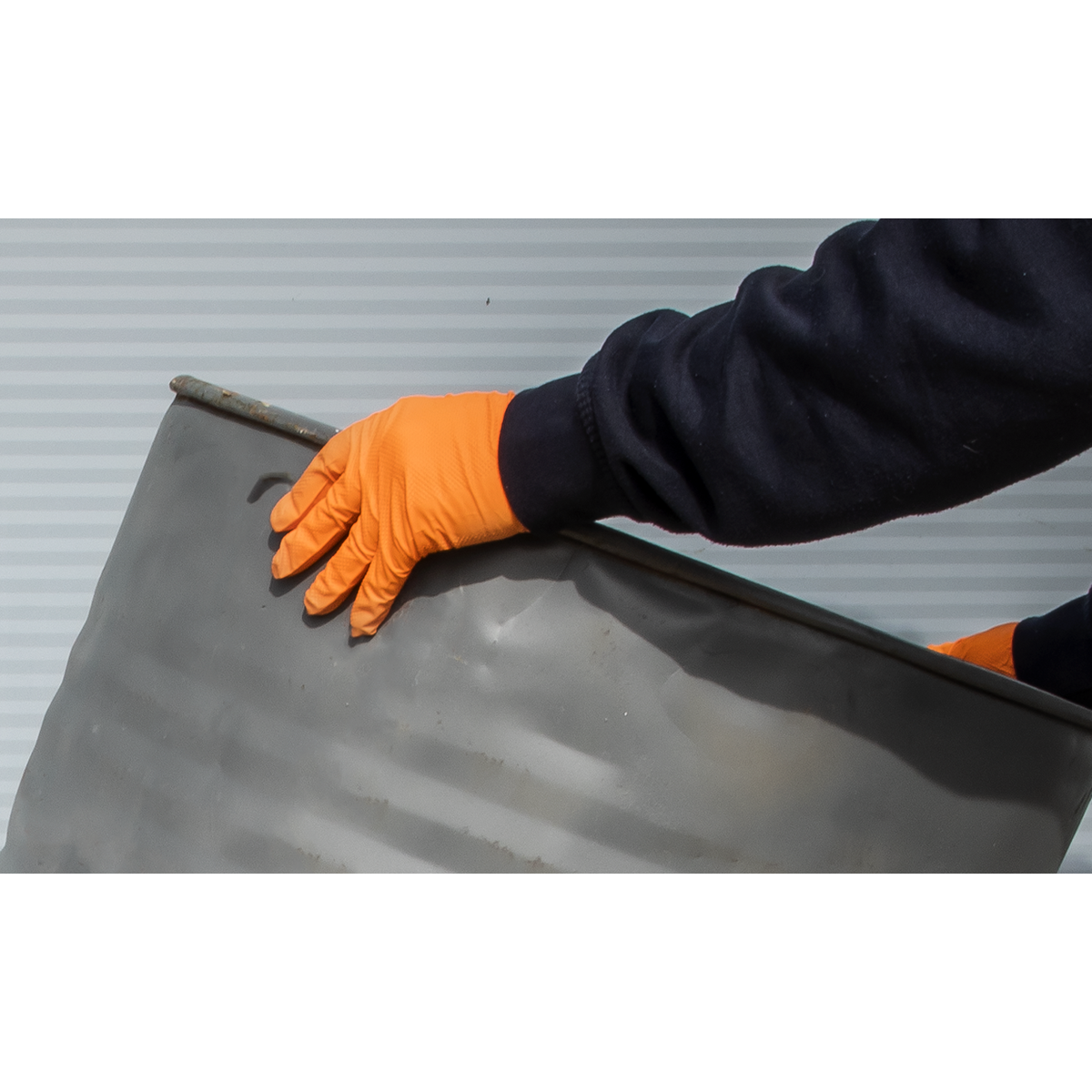 Diamond Grip Extra-Thick Nitrile Powder-Free Gloves, Orange,