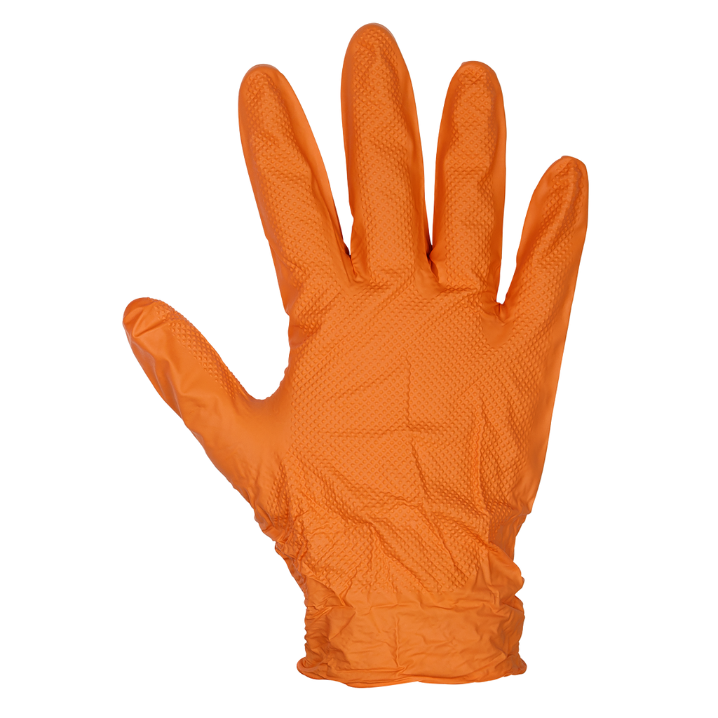 Diamond Grip Extra-Thick Nitrile Powder-Free Gloves, Orange,