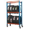 2-Level Mobile Tyre Rack 200kg Capacity Per Level