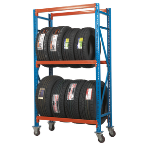 2-Level Mobile Tyre Rack 200kg Capacity Per Level