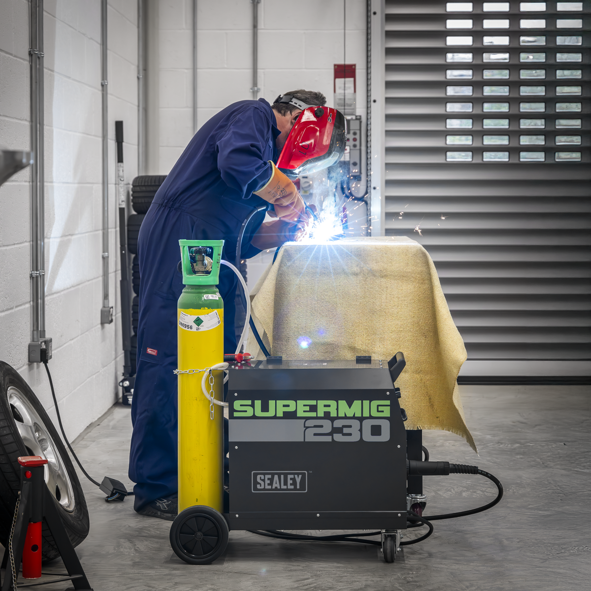 Professional Gas/Gasless MIG Welder with Binzel® Euro Torch 230A 230V