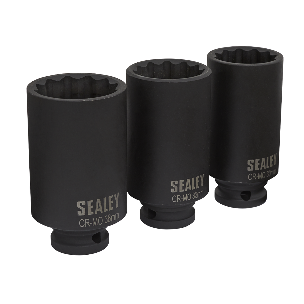 Impact Hub Nut Socket Set 1/2"Sq Drive 12-Point 3pc