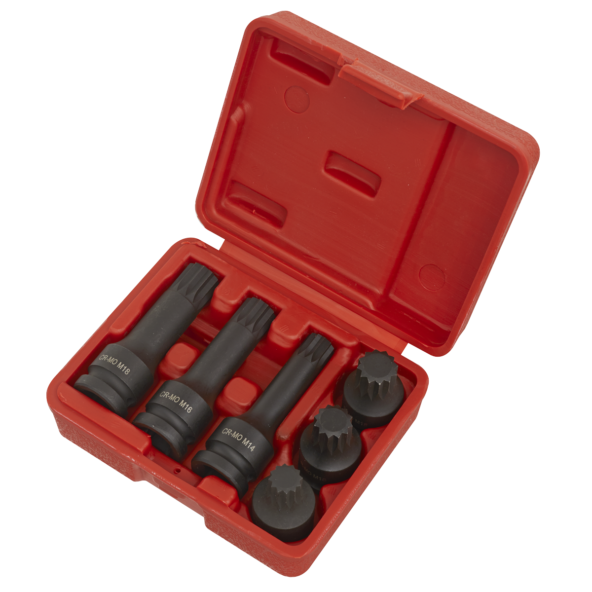 Impact Spline Socket Bit Set 1/2"Sq Drive 6pc