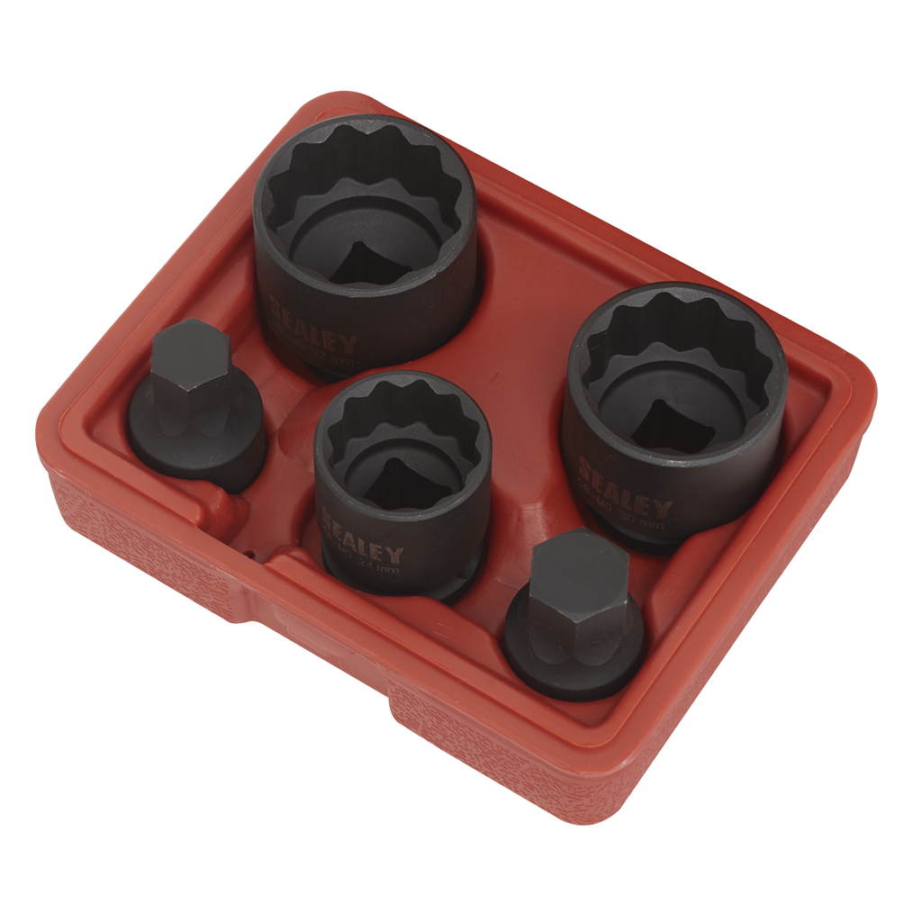 Impact Hub Socket & Socket Bit Set 1/2"Sq Drive 12-Point 5pc