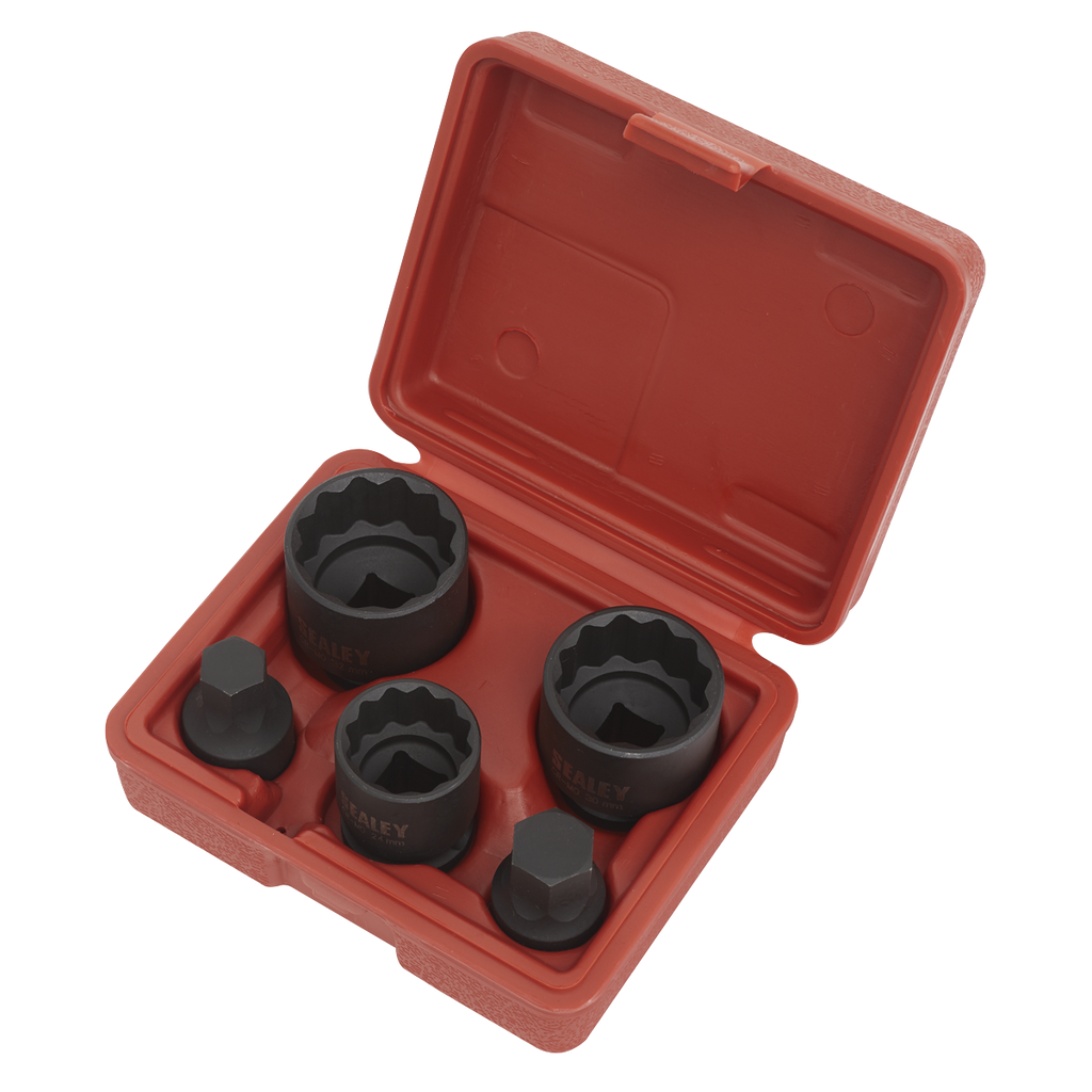 Impact Hub Socket & Socket Bit Set 1/2"Sq Drive 12-Point 5pc