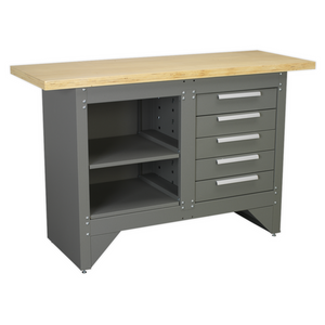 Sealey AP2030BB 5 Drawer Heavy Duty Steel Workshop Metal Work Bench 1.37m