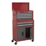 Sealey 6 Drawer Topchest & Rollcab Combination - Red/Grey - A