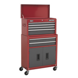 Sealey 6 Drawer Topchest & Rollcab Combination - Red/Grey - A