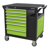 Sealey 7 Drawer Mobile Workstation with Cupboard - Green - C