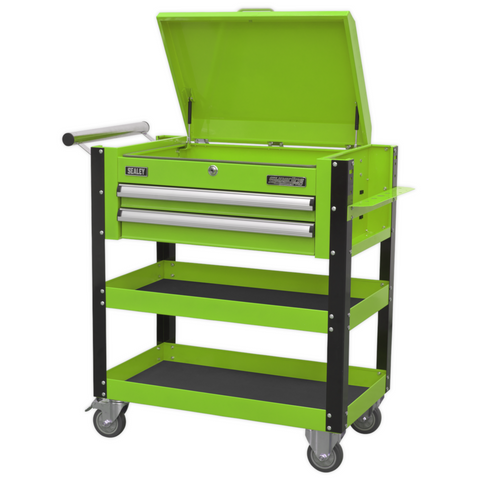 Sealey Heavy-Duty 2 Drawer Mobile Tool & Parts Trolley - Green - C