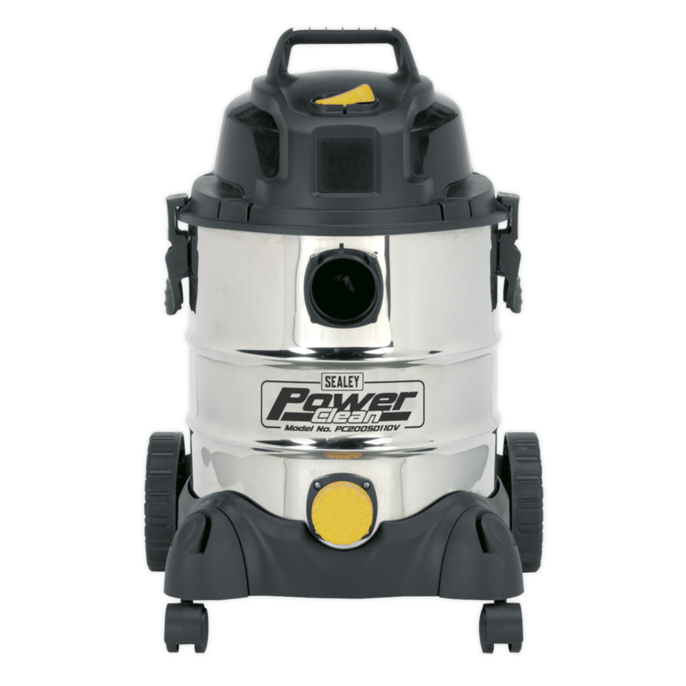 Sealey PC200SD110V Industrial Wet & Dry Vacuum Cleaner with Stainless Steel Drum 20 Litre 1250W 110V