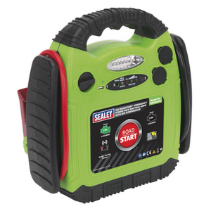Sealey RS1322HV RoadStart Emergency Power Pack Vehicle Roadside Battery Charger Jump Lead Booster Starter 12V 900 Amps with Air Compressor Green