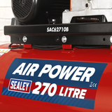 Sealey 270L Belt Drive Air Compressor 10hp with Cast Cylinders - D