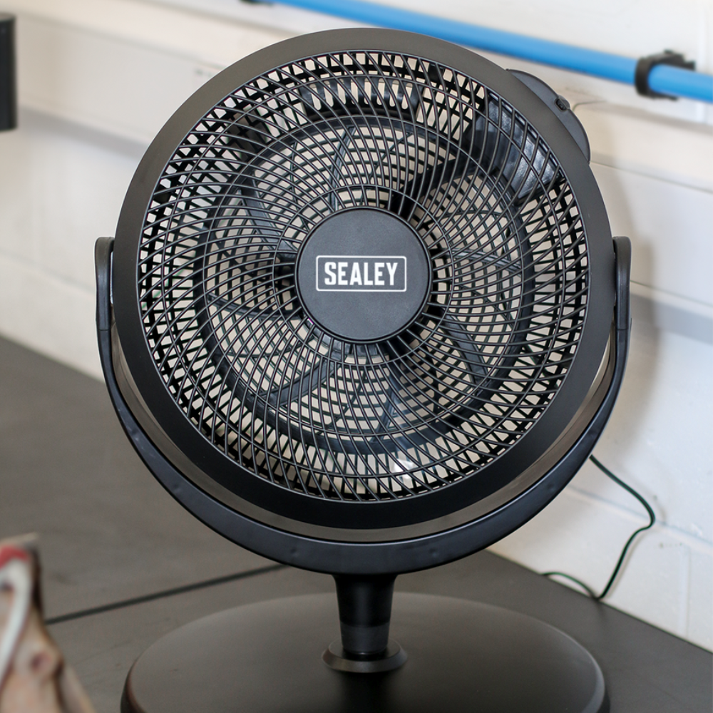 Sealey SFF12DP 12" 3 Speed Home Office Desk Floor Mounted Portable Air Cooling Pedestal Fan 45W 230V