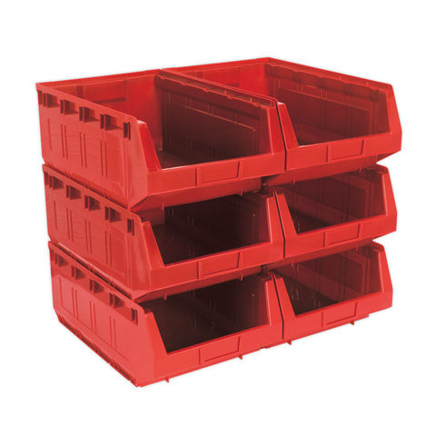 Sealey Plastic Storage Bin 6 Pack - Red - A