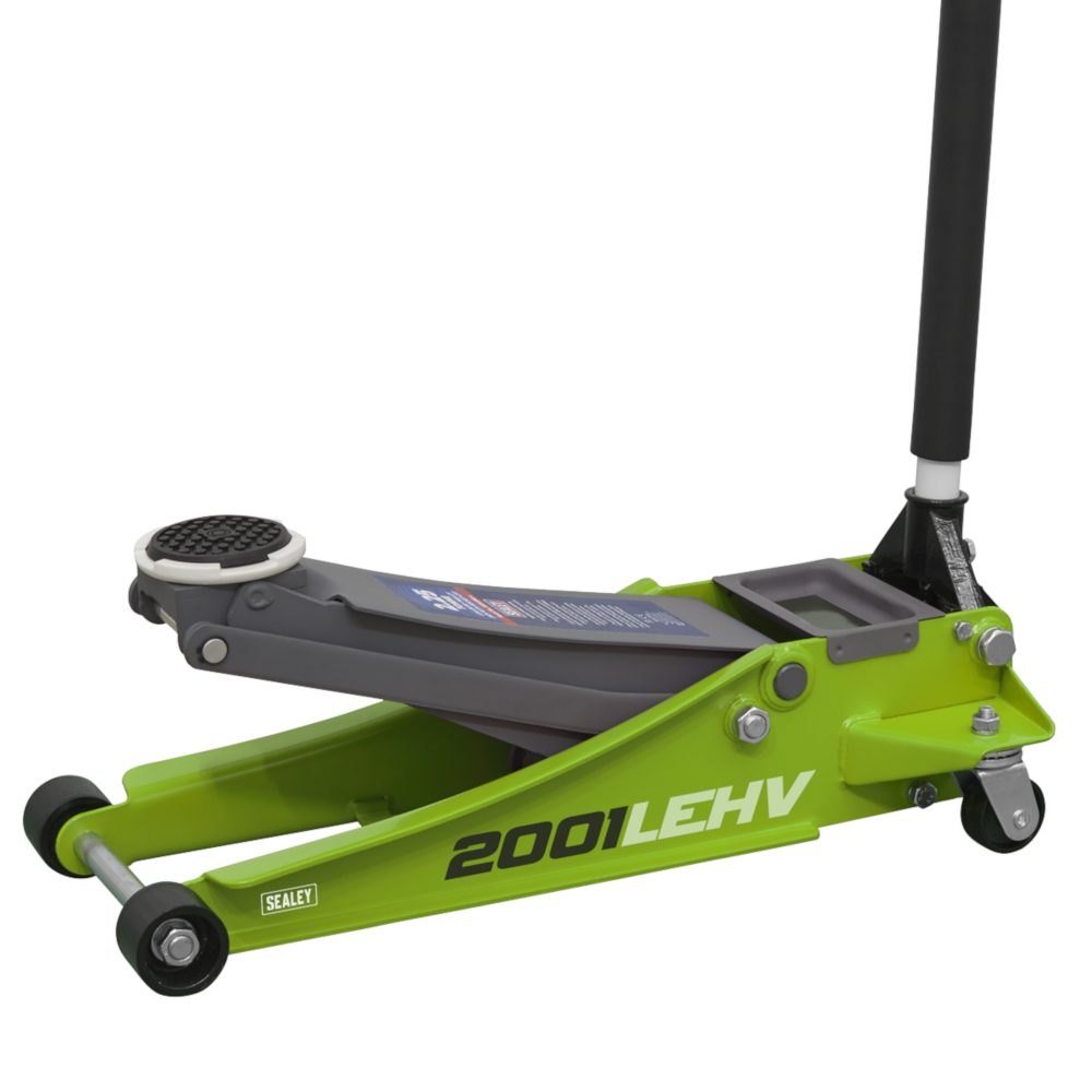 Sealey 2001LEHV 2.25 Tonne Low Entry Profile Garage Workshop Trolley Jack with Rocket Lift Green