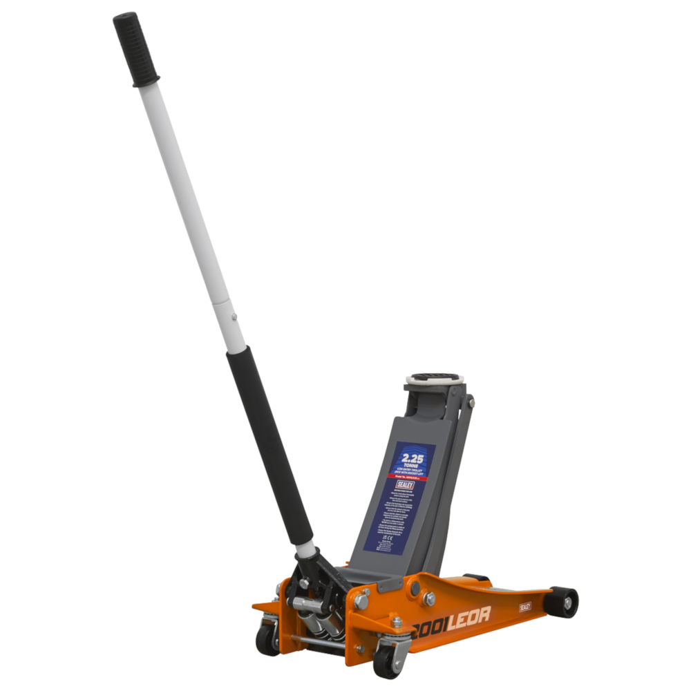 Sealey 2001LEOR 2.25 Tonne Low Entry Profile Garage Workshop Trolley Jack with Rocket Lift Orange