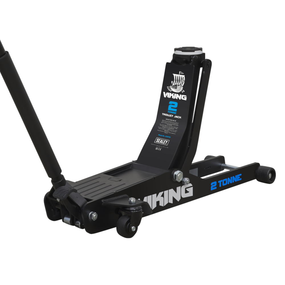 Sealey 2100TB Viking 2 Tonne Low Entry Profile Long Reach Garage Workshop Lifting Trolley Jack with Rocket Lift