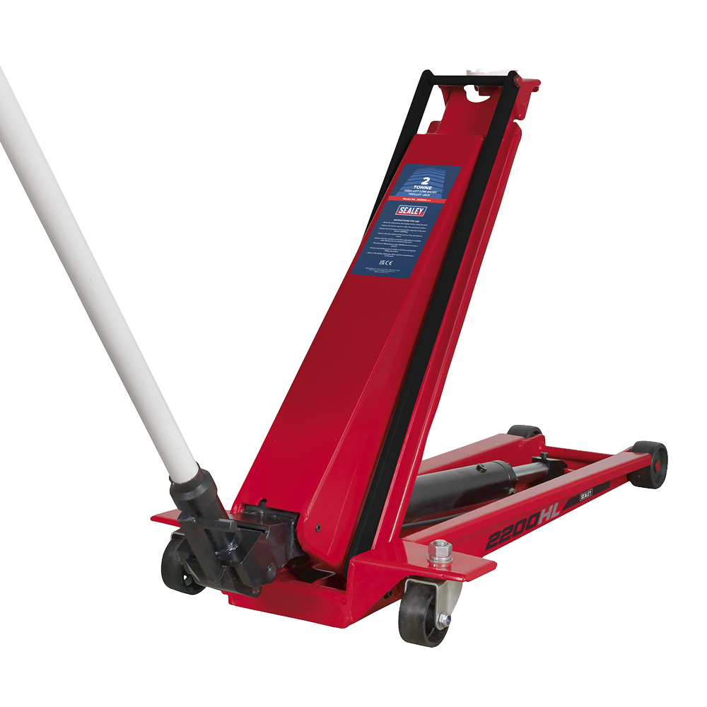 Sealey 2200HL 2 Tonne High Lift Low Profile Garage Workshop Trolley Jack Red