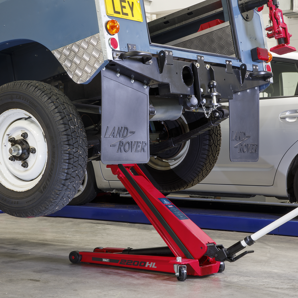 Sealey 2200HL 2 Tonne High Lift Low Profile Garage Workshop Trolley Jack Red