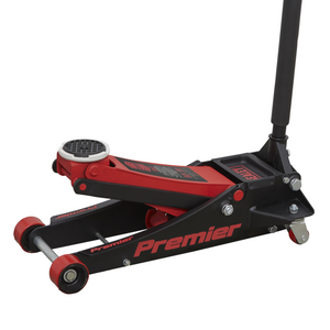 Sealey 2501LE 2.5 Tonne Low Entry Profile Garage Workshop Trolley Jack with Rocket Lift Red Black