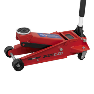 Sealey 3015CXD 3 Tonne Garage Workshop Vehicle Lifting Trolley Jack with Super Rocket Lift Red