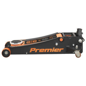 Sealey 3040AO 3 Tonne Low Entry Profile Garage Workshop Vehicle Lifting Trolley Jack with Rocket Lift Orange