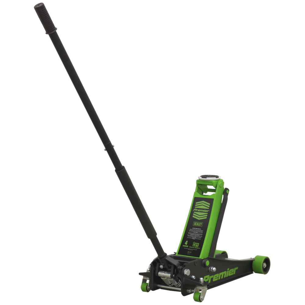 Sealey 4040AG 4 Tonne Low Entry Profile Trolley Jack Garage Workshop Vehicle Lifting with Rocket Lift Green