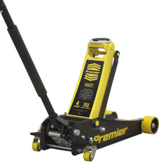 Sealey 4040AY 4 Tonne Low Entry Profile Garage Workshop Vehicle Lifting Trolley Jack with Super Rocket Lift Yellow