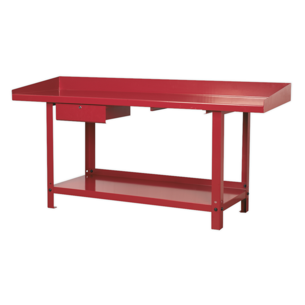 Sealey AP1020 Steel Worktop Garage Workshop Work Storage Bench 2000mm with 1 Drawer Red