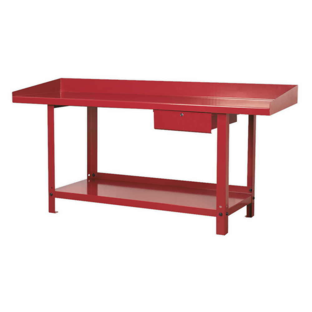 Sealey AP1020 Steel Worktop Garage Workshop Work Storage Bench 2000mm with 1 Drawer Red