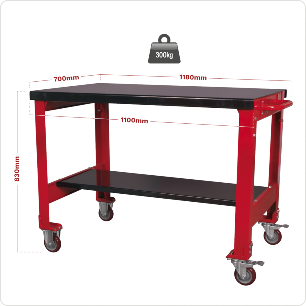 Sealey AP1100M Mobile Steel Worktop Garage Workshop Workbench 1100mm