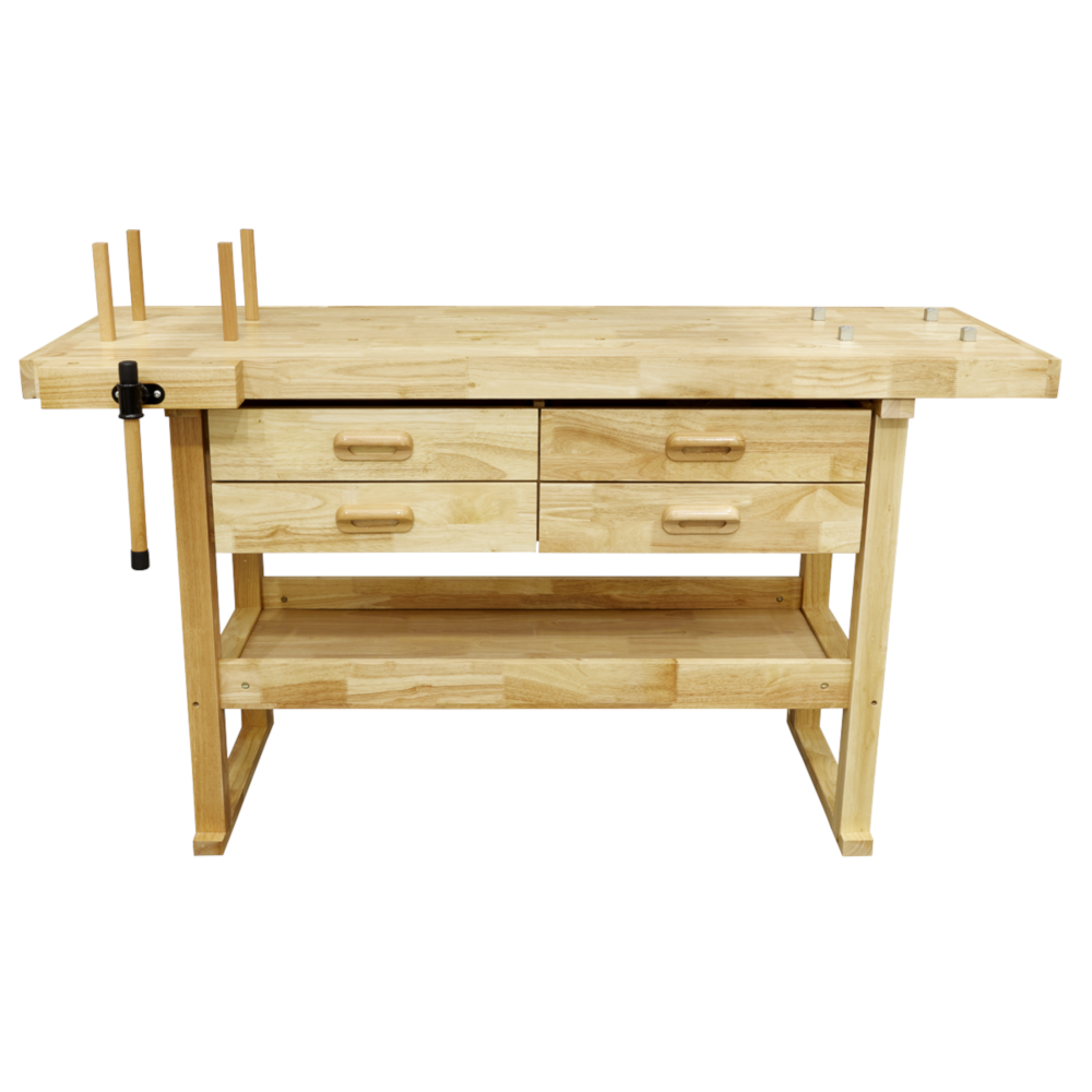 Sealey AP1640 Woodworking Carpentry Workshop Rubber Wood Work Bench with 4 Drawers 1520mm