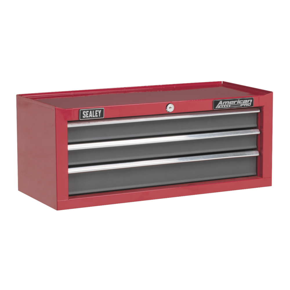 Sealey AP22309BB American Pro 3 Drawer Middle Add On Tool Chest Storage Box with Ball Bearing Slides Red Grey