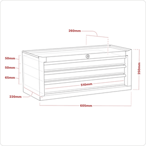 Sealey AP223 American Pro 3 Drawer Middle Add On Tool Chest Storage Box with Ball Bearing Slides Red
