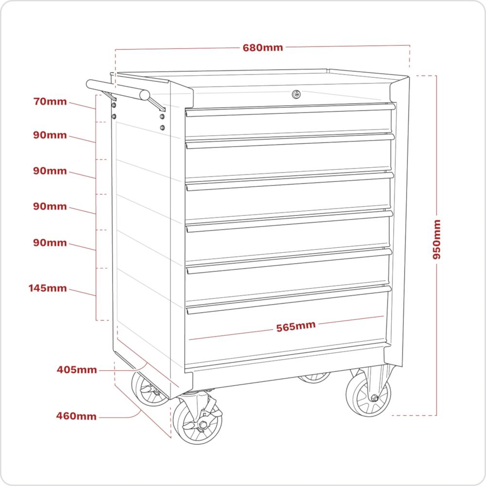 Sealey AP226B American Pro 6 Drawer Roller Tool Cabinet Storage Box with Ball Bearing Slides Black