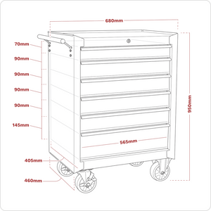 Sealey AP226B American Pro 6 Drawer Roller Tool Cabinet Storage Box with Ball Bearing Slides Black