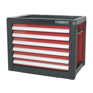 Sealey AP2403 Premier 6 Drawer Top Tool Chest Storage Box with Ball Bearing Slides Red Black