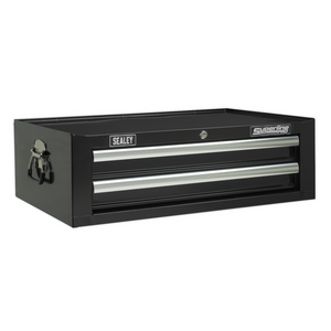 Sealey AP26029TB Superline Pro 2 Drawer Middle Add On Tool Chest Storage Box with Ball Bearing Slides Black