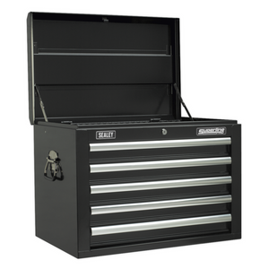 Sealey AP26059TB Superline Pro 5 Drawer Top Tool Chest Storage Box with Ball Bearing Slides Black