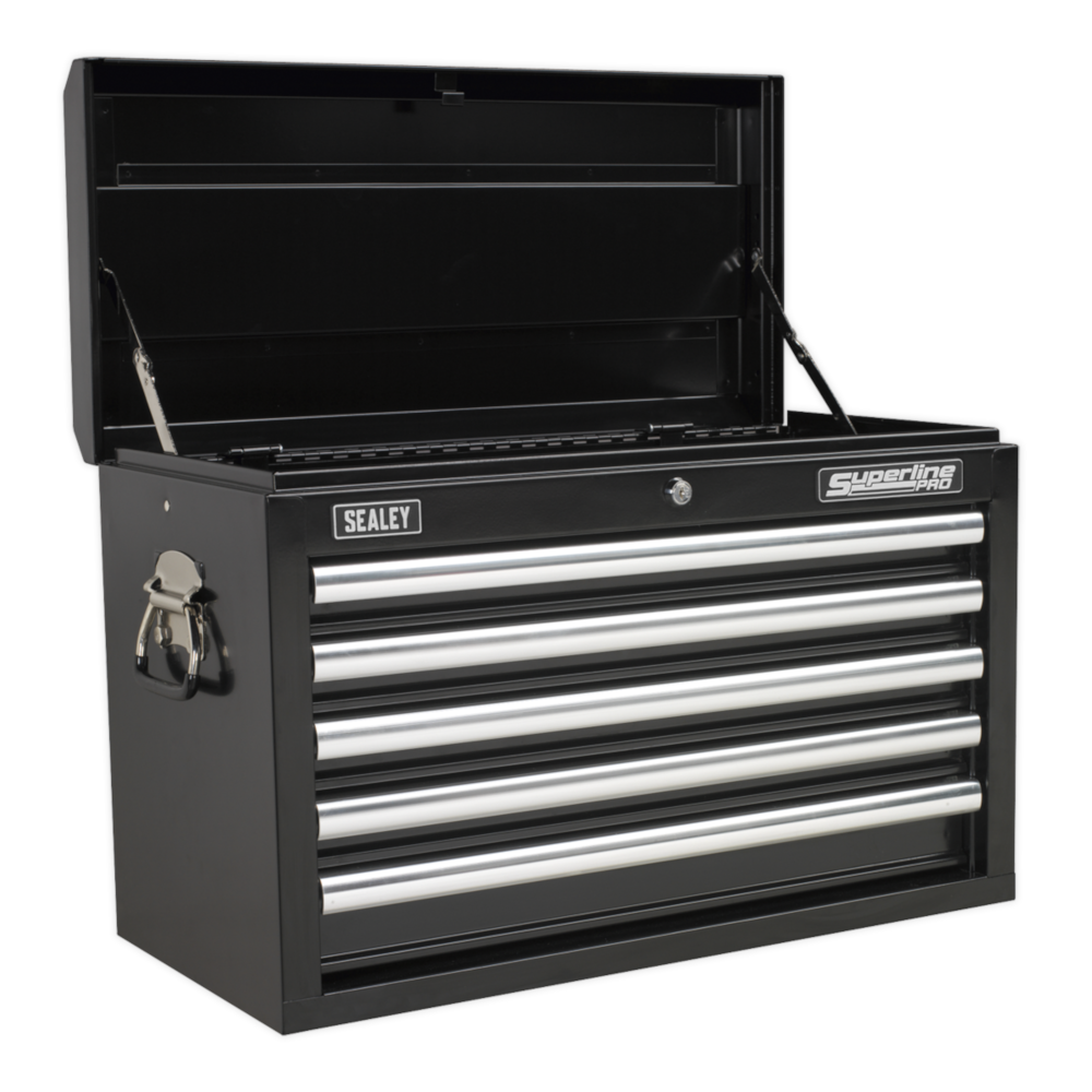 Sealey AP33059B Superline Pro 5 Drawer Top Tool Chest Storage Box with Ball Bearing Slides Black