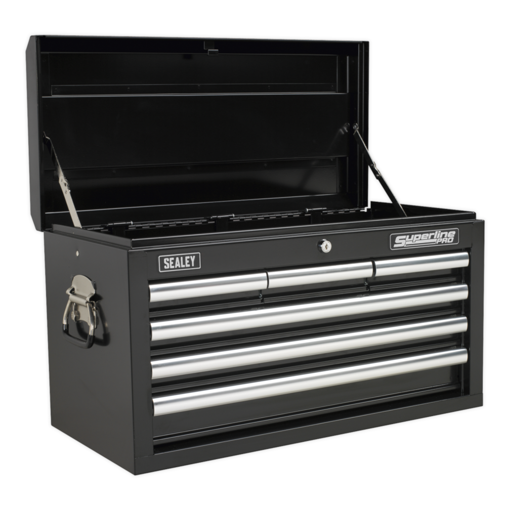Sealey AP33069B Superline Pro 6 Drawer Top Tool Chest Storage Box with Ball Bearing Slides Black