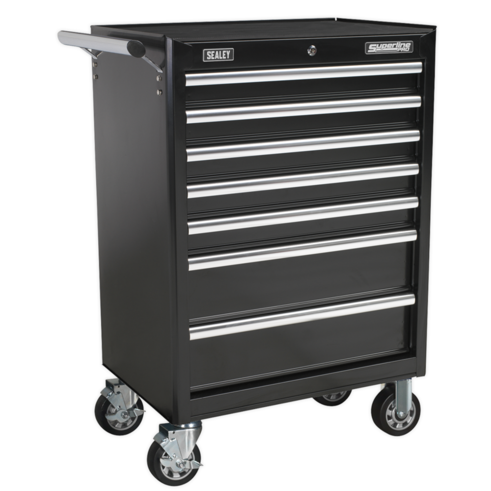 Sealey AP33479B Superline Pro 7 Drawer Roller Tool Cabinet Storage Box with Ball Bearing Slides Black