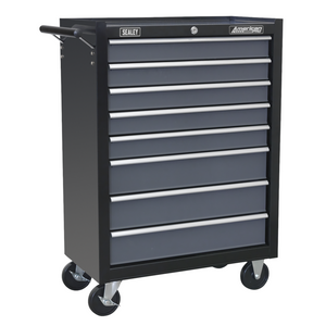 Sealey AP3508TB Amercian Pro 8 Drawer Rollcab Roller Tool Storage Cabinet with Ball Bearing Slides Black Grey