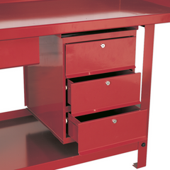 Sealey AP3 3 Drawer Steel Storage Unit for AP10 & AP30 Work Storage Benches Red
