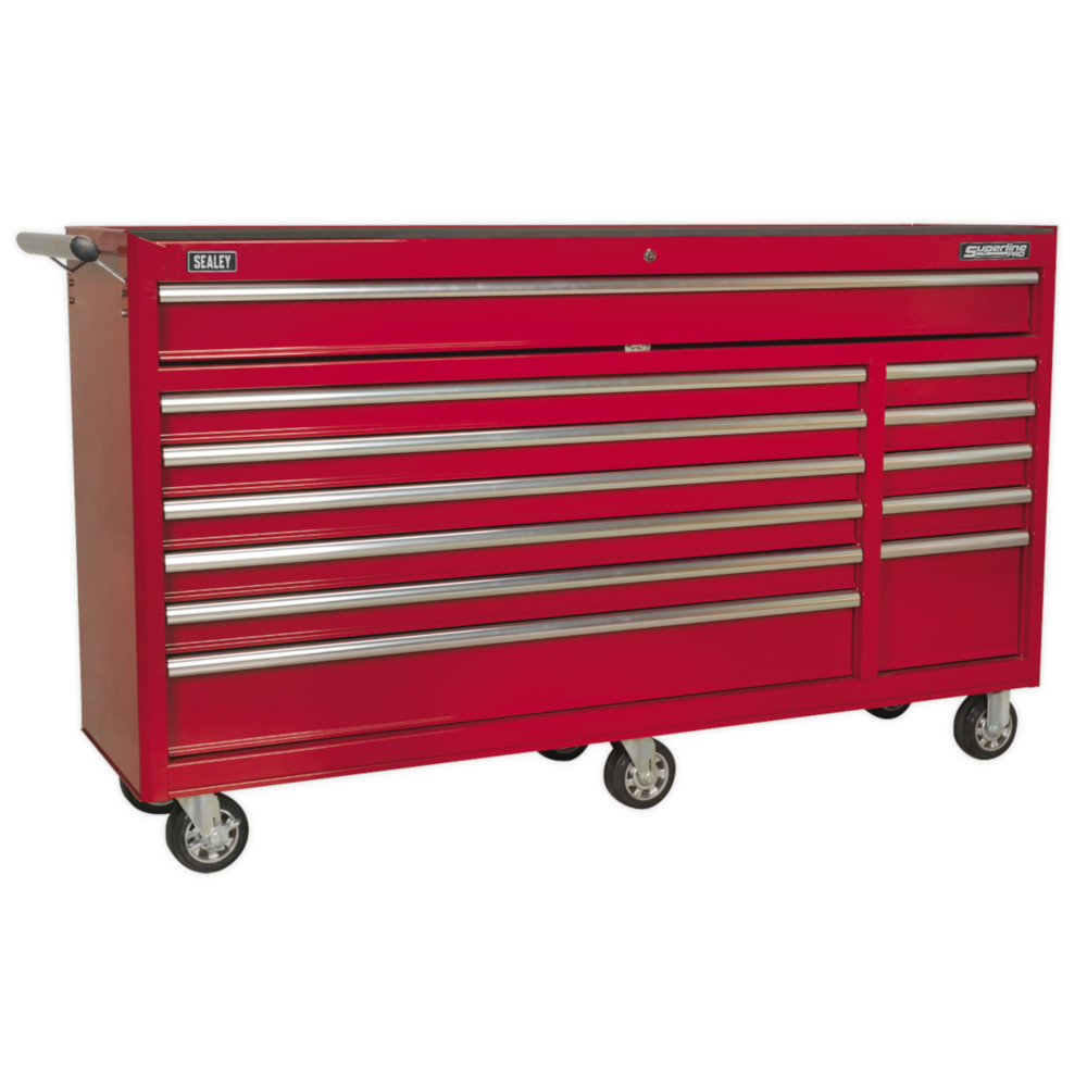 Sealey AP6612 Superline Pro 12 Drawer Roller Tool Cabinet Storage Box with Ball Bearing Runner Slides Red
