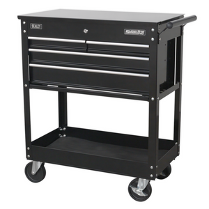 Sealey AP850MB Superline Pro Heavy Duty 4 Drawer Mobile Tool and Part Storage Trolley with Lockable Top Black