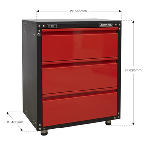 Sealey APMS82 American Pro Modular Heavy-Duty Floor Mounted&nbsp;Tool Storage Box Garage Workshop Cabinet with Worktop 665mm