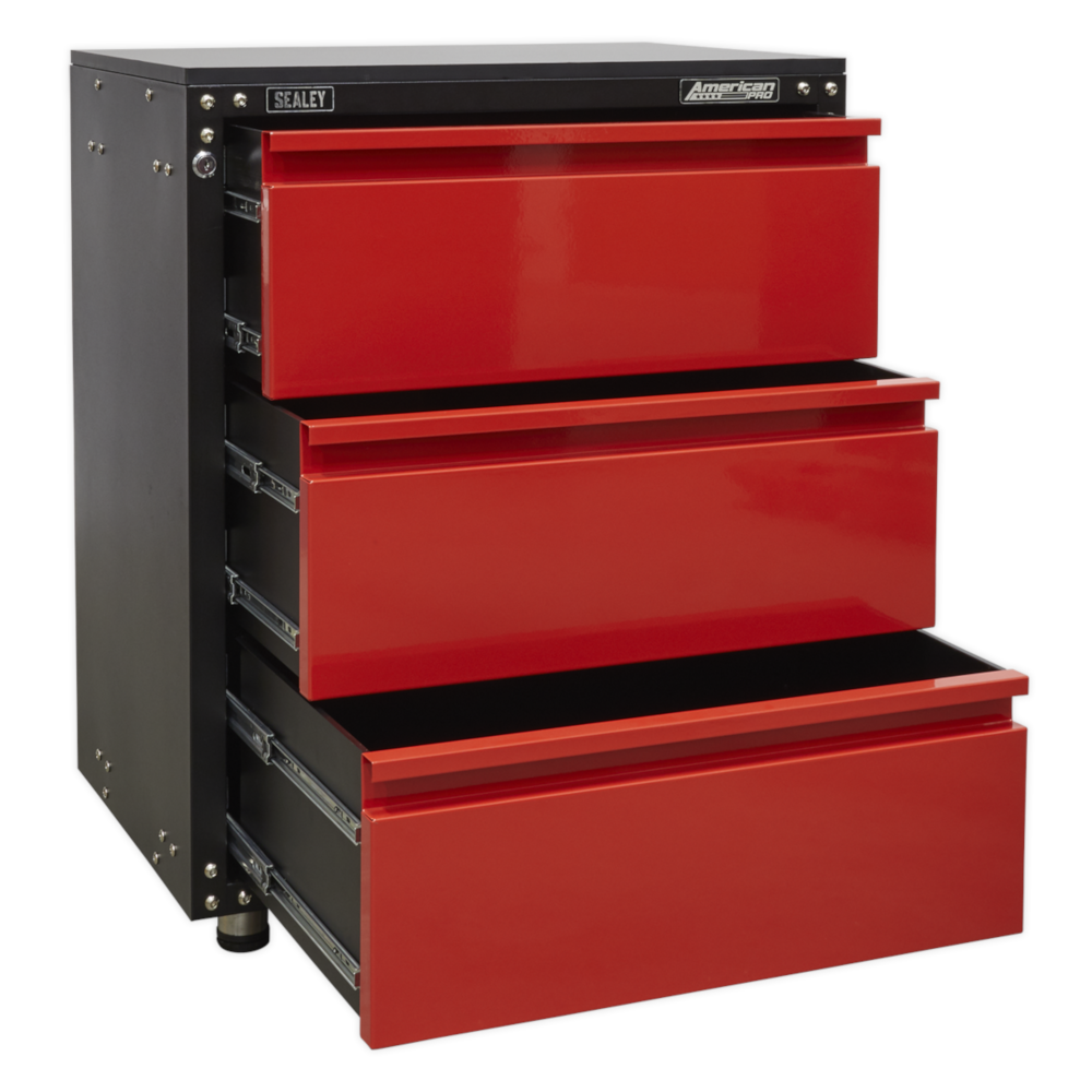 Sealey APMS82 American Pro Modular Heavy-Duty Floor Mounted&nbsp;Tool Storage Box Garage Workshop Cabinet with Worktop 665mm