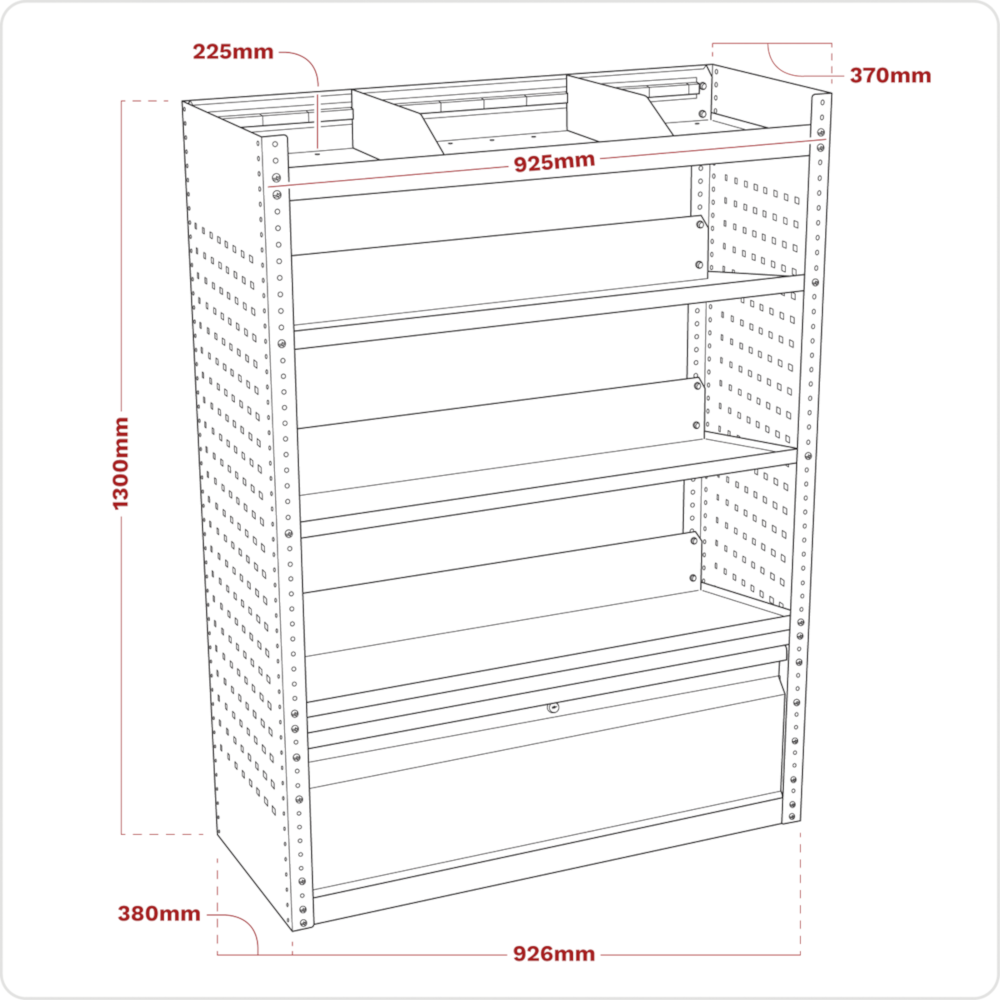 Sealey APMSVCOMBO2 Superline Pro Modular Slanted Shelf Tool Organizer Van Storage Unit System